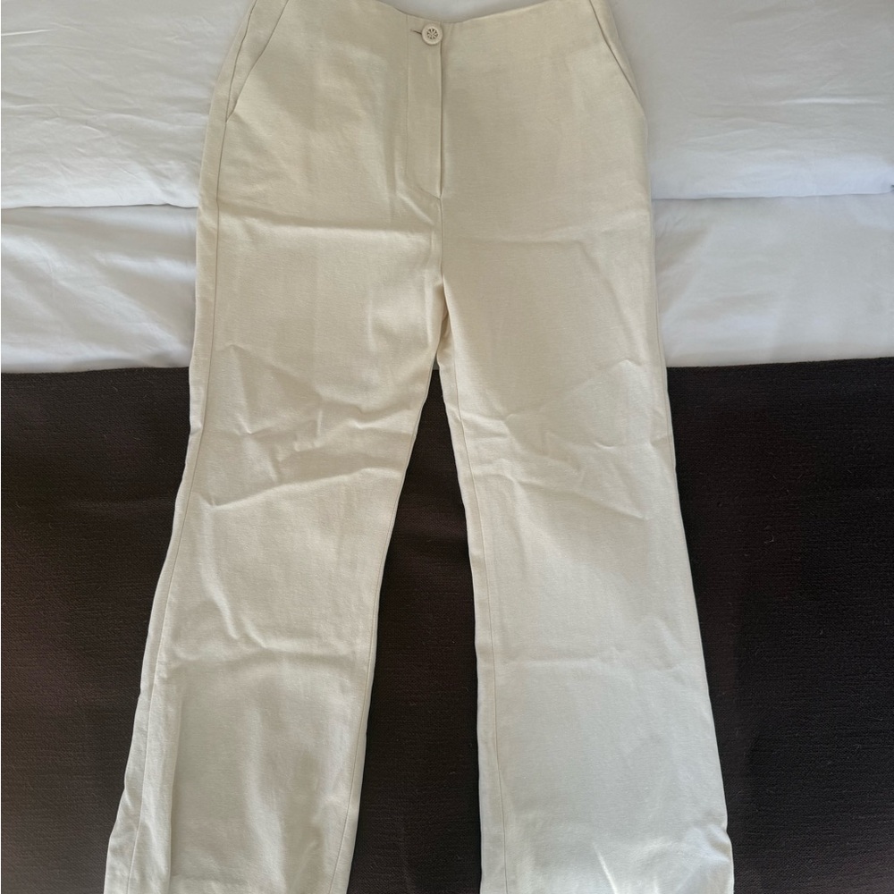 Cream Wide-Leg Pants